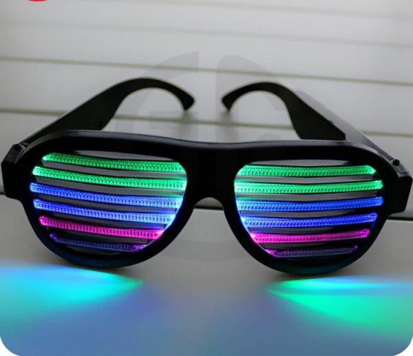 Black Frame Sound Activated  LED Shutter Shades Glasses For Concerts, Party, Night Clubs, Music Festivals
