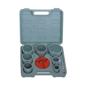 9PC Tungsten Carbide Gritted Hole Saw Kit / Holesaw Set 2-1/4 Inches Cutting