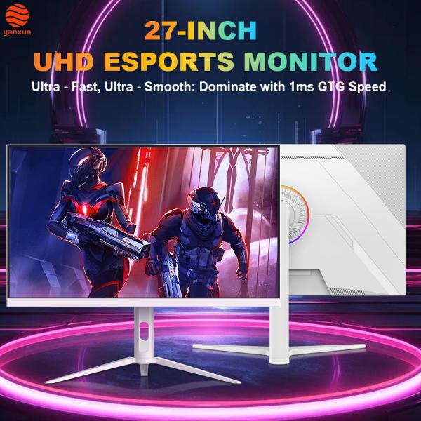 QHD Resolution 27 Inch Computer Monitor RGB Lighting White Color Gaming Monitor