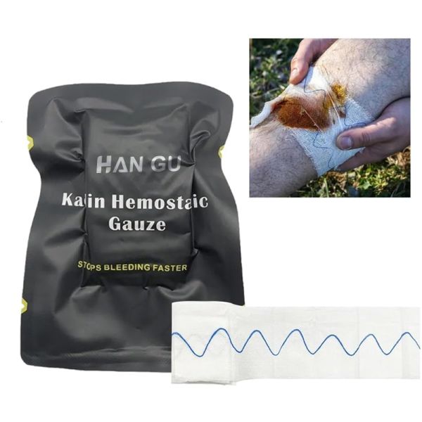 7.5cmx3.7m Sterile Kaolin Hemostatic Gauze Medical Compressed Wrap Bandage
