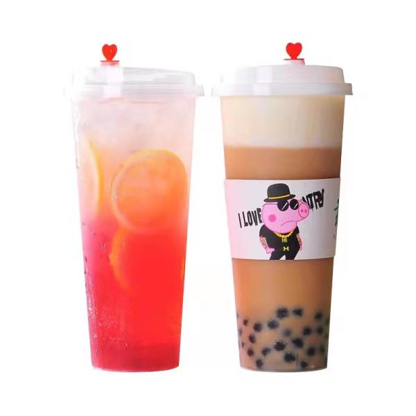 Disposable Clear Frosted Milk Tea Plastic Cups Dampproof 360ml 1000ml