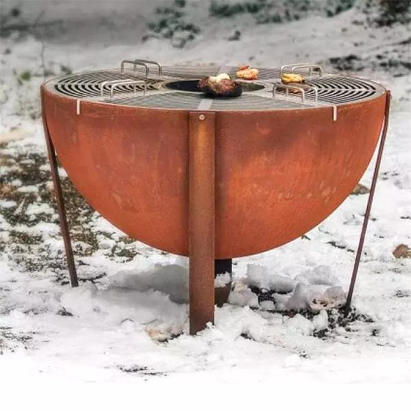 Outdoor Corten Metal Corten Steel Bbq Grill 100x90CM