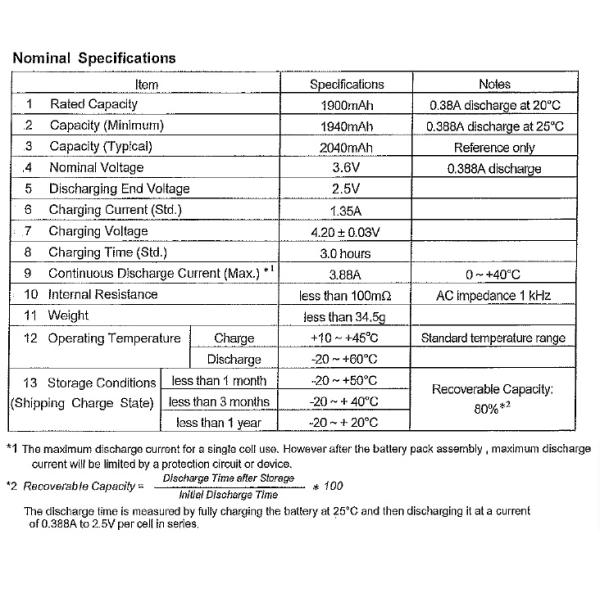 Батареи SANYO NCR18500A иона лития BIS 3.7V 2040mAh перезаряжаемые