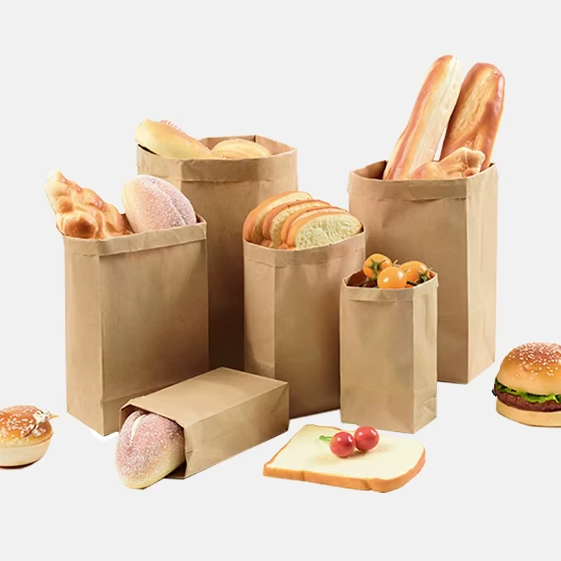 Brown Kraft Paper Bag Bread Paper Packaging Bag Fast Food Take Away Shopping Bag