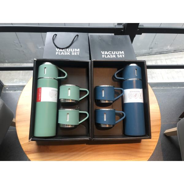 500ml Capacity Business Cup Stainless Steel Thermos Flasks Water Bottle With 3 Lids Pink