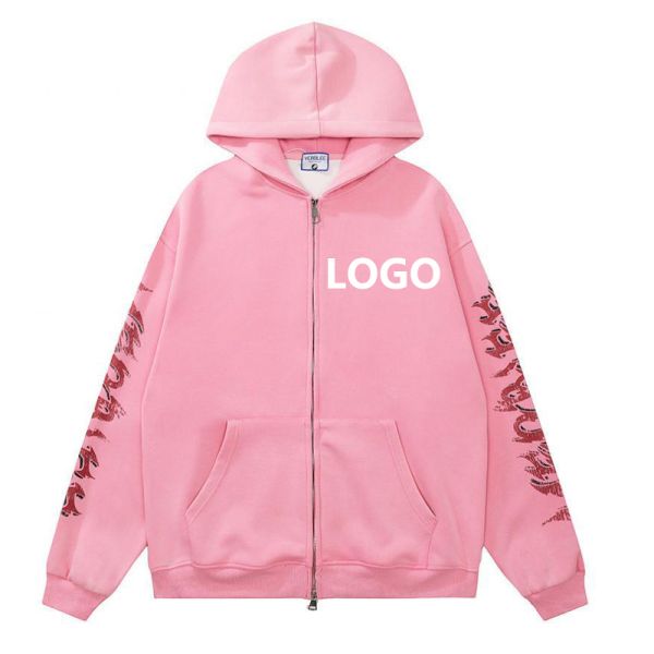 Customized Zipper-Up Solid Hoodie Cotton Polyester Embroidered Design Retro Printed Winter Men's Sports Set