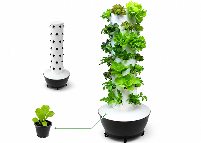 Indoor Hydroponic Tower with LED Grow Lights | Smart Vertical Column Kit