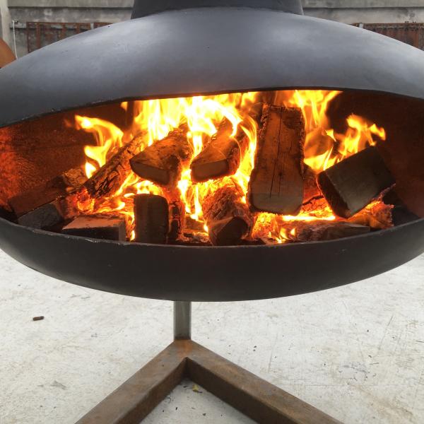 customization Hotel Suspended Wood Burners Charcoal Hanging Black Fireplace 80cm