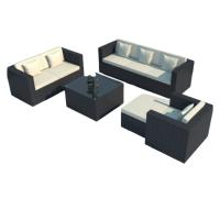 Luxury Modern Patio Garden Furniture Black Rattan Outdoor Sofa Coffee Table Set Steel Rattan Chair Outdoor Furniture