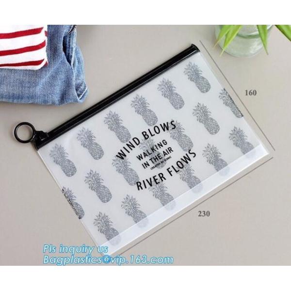 slider pvc promotional packaging bag, zipper bag for cosmetics, office slider transpraent plastic storage bag, slider zi
