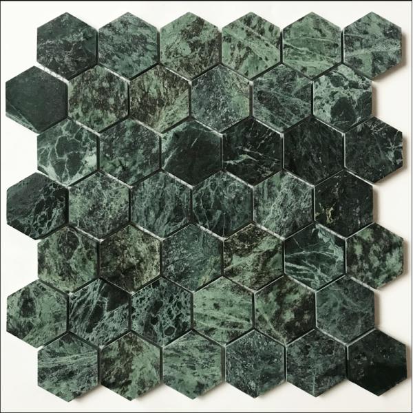 Hexagon Inlay Bianco Carrara White Grey Cream Broken Wood Marble Onyx Waterjet Floor Tiles