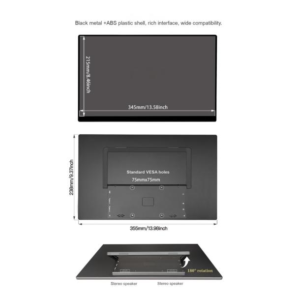 16 Inch 120hz HD Monitor 1920x1080 Portable Screen For Phone