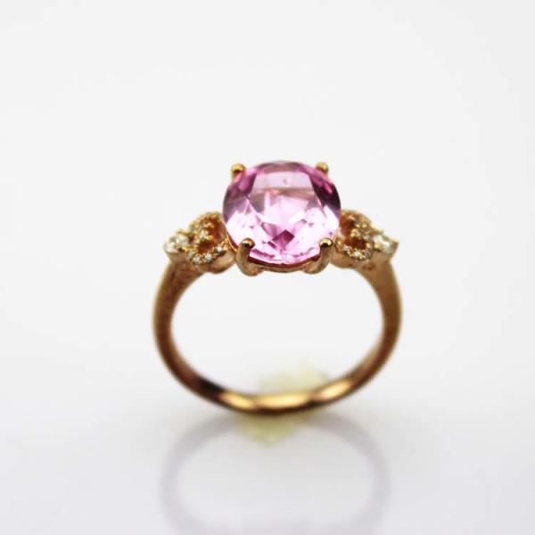 Rose Gold Plated 925 Silver Ring with 8mmx10mm Oval Pink Cubic Zircon(R245)