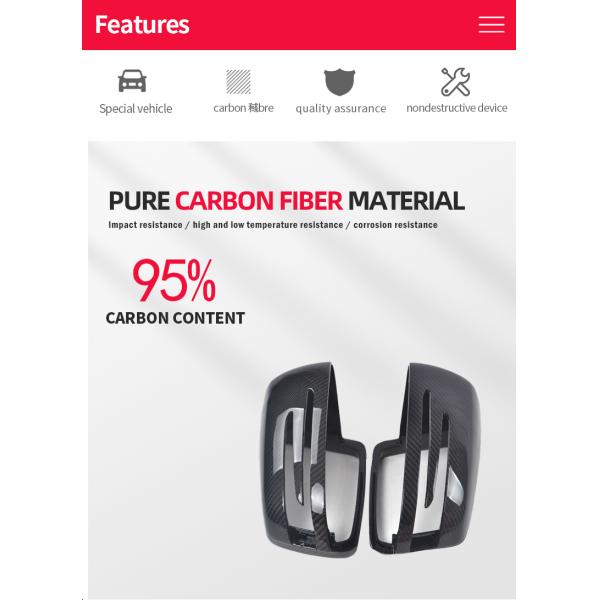 ABS Car Mirror Cover Carbon Fiber Side Rearview Mirror Cap For Mercedes Benz