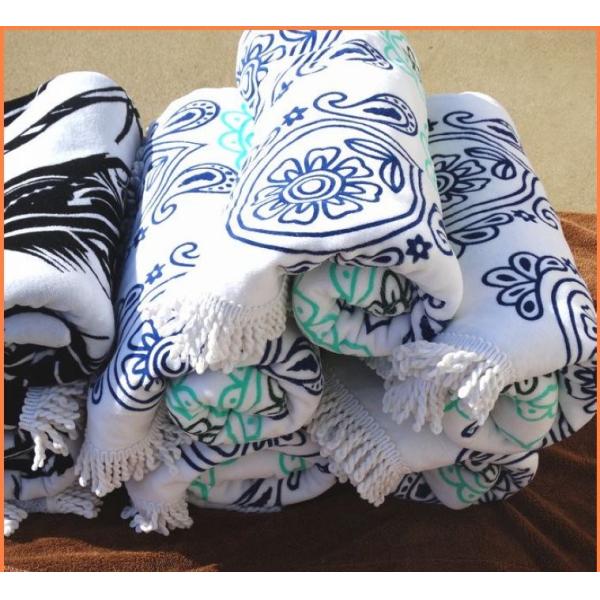 Factory supply Cheap Price Small MOQ 100% cotton  turkish round beach towel