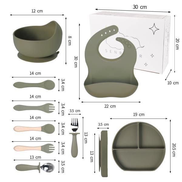 684g BPA Free Non Toxic Silicone Baby Feeding Set for Toddler Tableware Dishwasher Safe