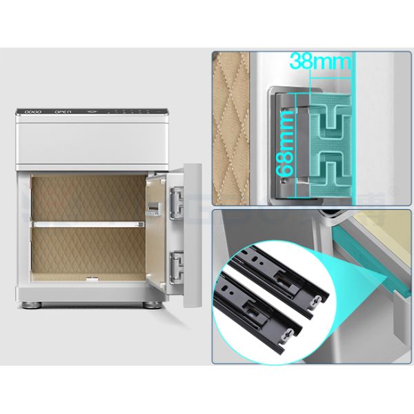 Solid Steel Fingerprint Biometric Smart Safe Box Led Light Night Table For Security