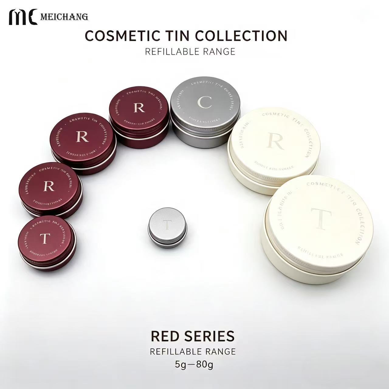 5-80g Refillable Round Aluminum Jar with Screw Lid for Solid Balm Packaging(MC-806)