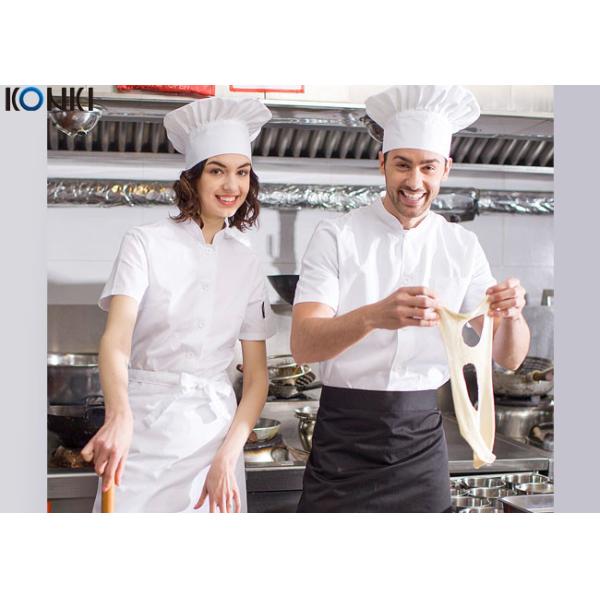 Single Breasted Chef Cook Uniform Embroidered Chef Coats For Spring / Autumn / Winter