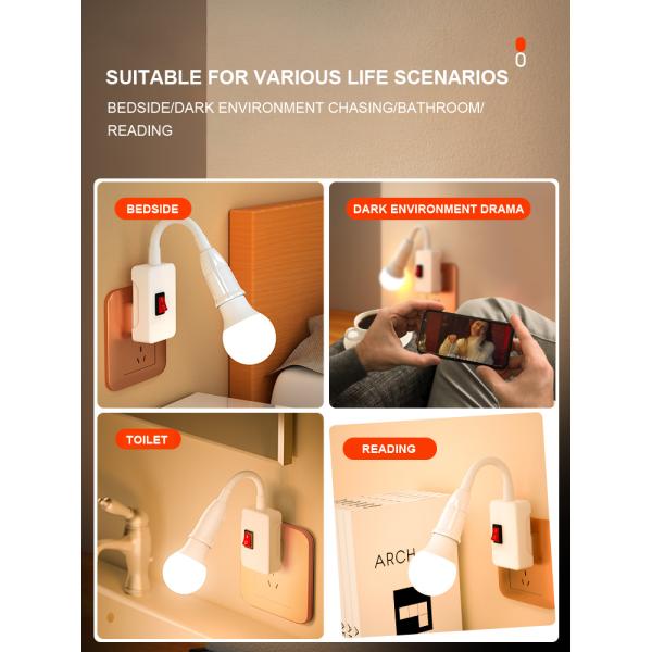 Button Switch LED Energy-saving Light Bulb Bedside Wall Lamp for Bedroom AC220V Lighting