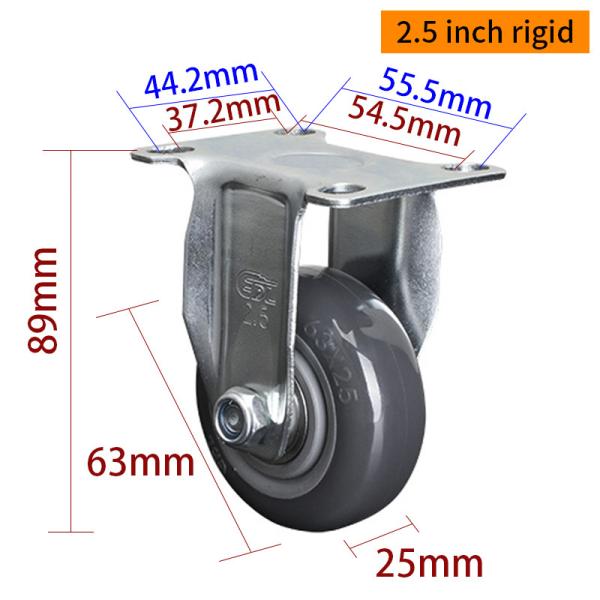 EDL Light Duty 2.5inch 80kg Plate TPU Caster by Rigid, Swivel and Brake type