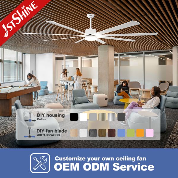 84 Inch Large DC Ceiling Fan with LED Light and Remote Control for Living Rooms and Commercial Spaces