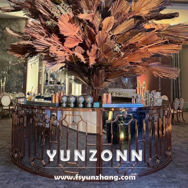 Wedding Event Pub Gold Stainless Steel Round Table High Portable Home bar Counter Corner bar Lounge Furniture