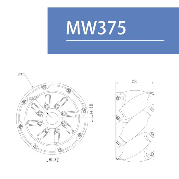 15 Inch 375mm Mecanum Omni Wheels High Strength Wear Resistance