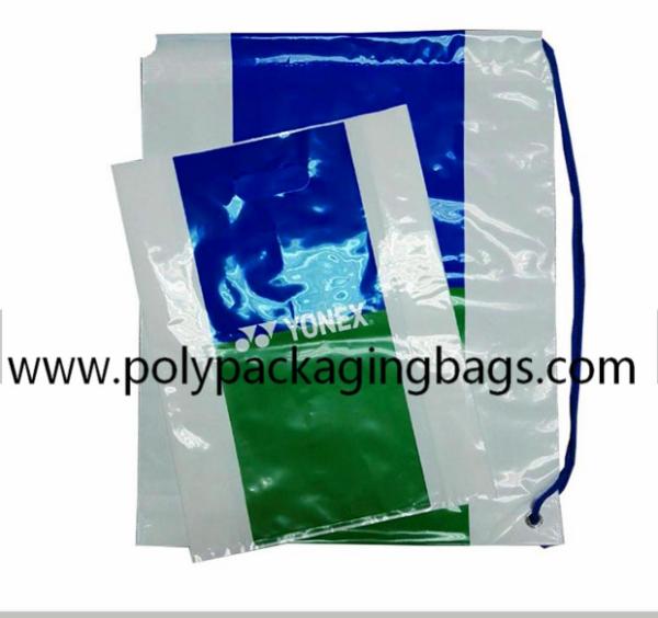 Thickness 0.07mm White PE Drawstring One Shoulder Backpack Drawstring Plastic Bags