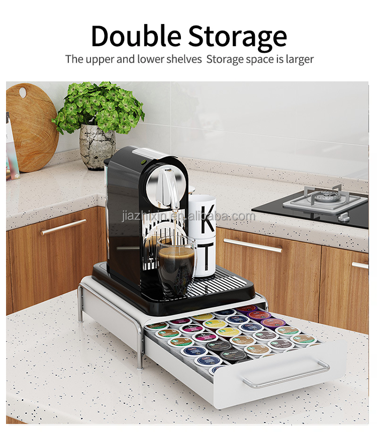 Stackable Retail Coffee Bean Pods Mug Syrup Capsule Holder Display Storage Rack Tray Acrylic With Drawer Sugar Box Combination