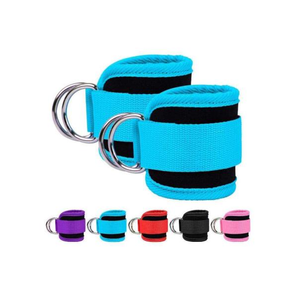 Gym Fitness Adjustable Protective Wrist Ankle Straps With D Ring