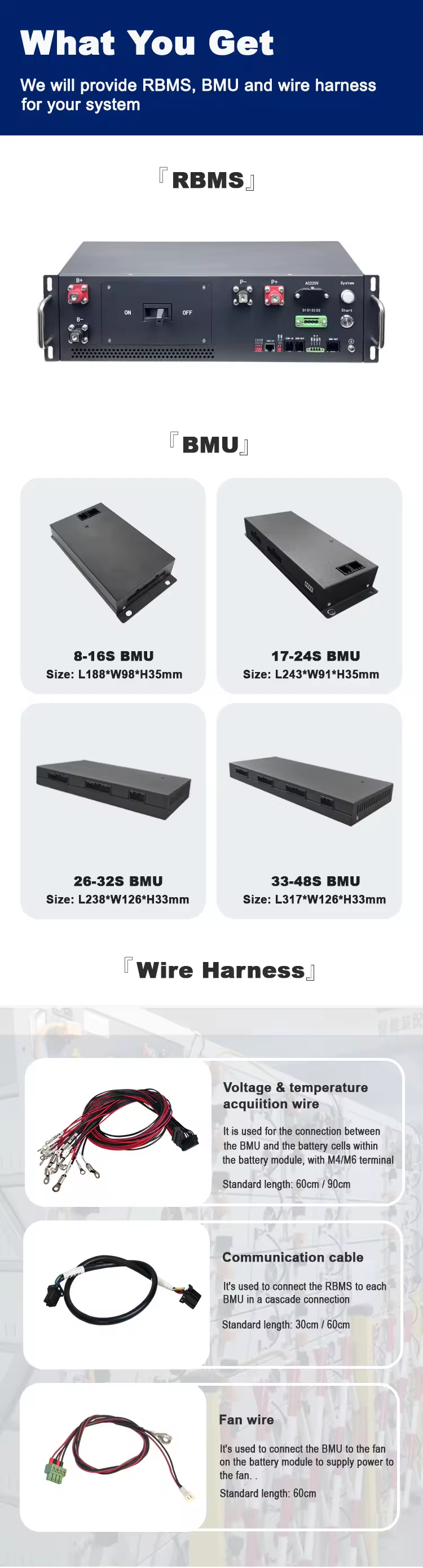 GCE BMS 160S 512V Система управления батареей Работа с Deye Sofar Inverter 125A с 16S BMU для системы хранения энергии