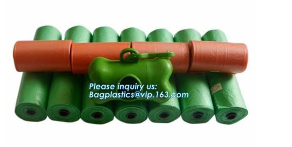 LED Flashlight Dog Waste Bag Dispenser Holder with Pet Waste Bag Poop Roll Bags, BPI ASTM D6400 EN13432 Approval Customi