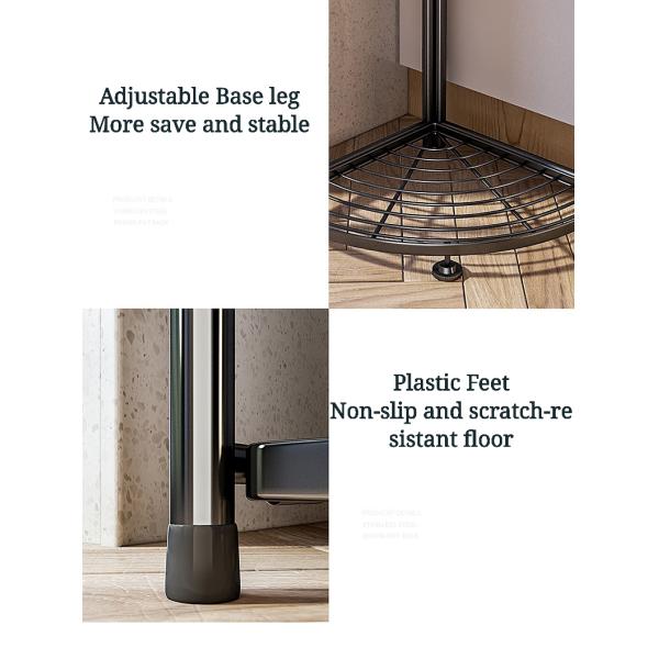 Household Multilayer Metal Kitchen Rack Floor Pot Foldable Corner Shelf