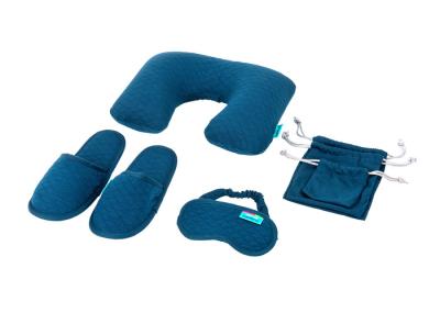 Simple Airplane Travel Kits Inflatable Neck Pillow Eye Mask Closed toe Slippers and Single Pouches