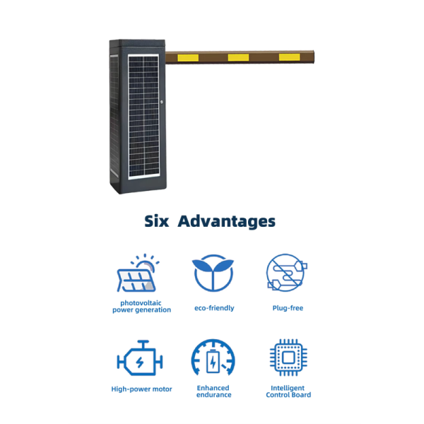 Solar Barrier Gate with 118W Solar Panel IP54 Protection and Remote Control for Parking Management System