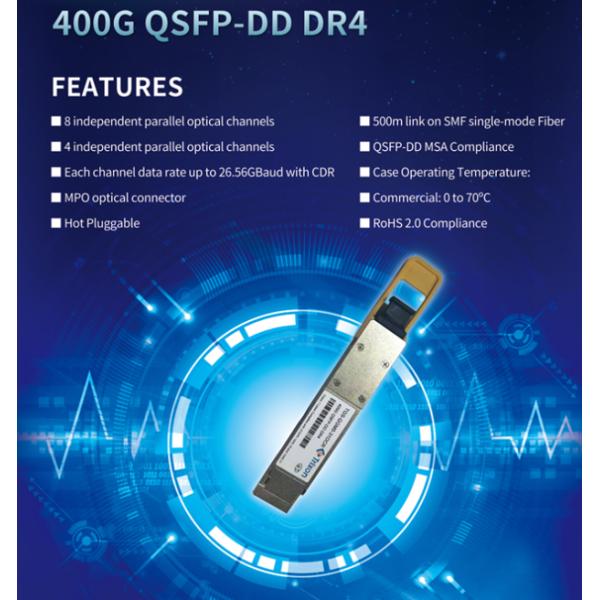 400G QSFP Модуль приемника 4x106.25Gbps 500m Расстояние SMF MPO-12 соединитель