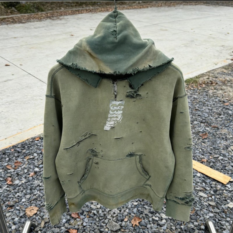 Custom French Terry 100% Cotton Oversized Vintage Acid Wash Ripped Distressed Hoodie Sun Faded Fleece Plus Size Sweatshirt Men