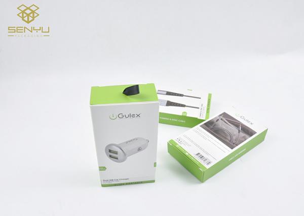 Car Charger Packaging Box With Sport UV Printing 350g Art Paper Material