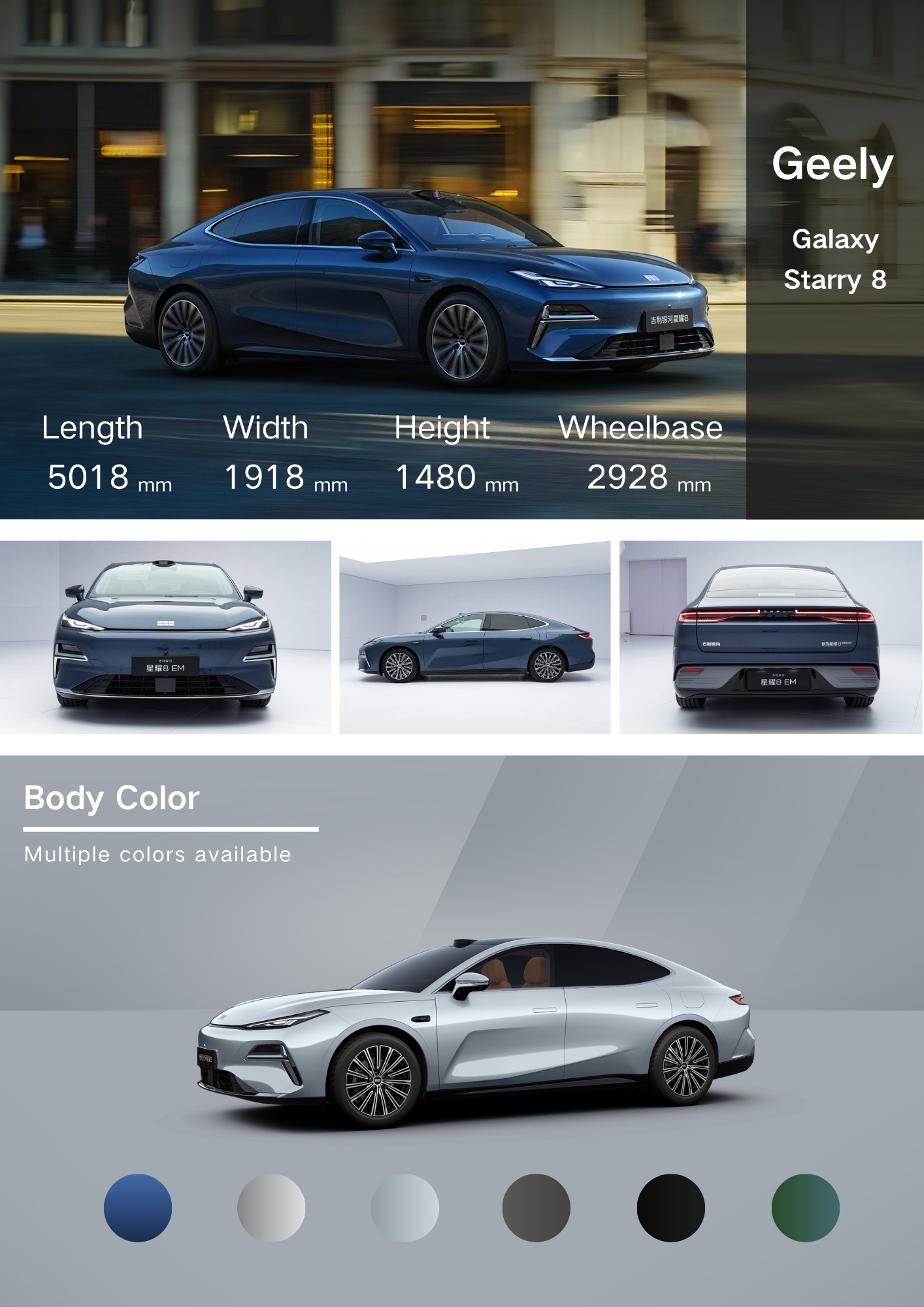 Galaxy Starry 8 2025 EM-i Plug-in Hybrid with Panoramic Sunroof Borderless 4-door 5-seater Sedan >700km Range