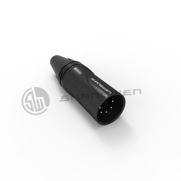 Indoor XLR Connector Black Shell Plating 5 Pin Audio Connector Male Plug