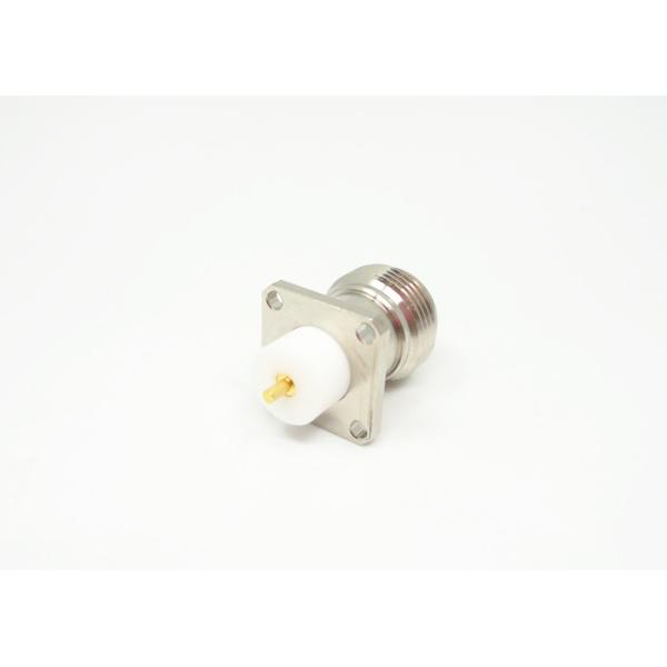 Coaxial Female N Type RF Connector Nickel Plated 4 Holes Flange Mount