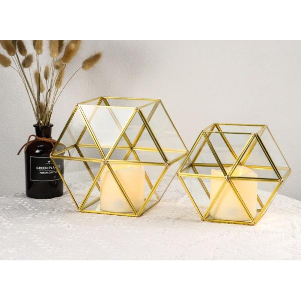 Glass garden hexagonal artifact copper candlestick ornaments transparent eternal life flower gift box flower ware