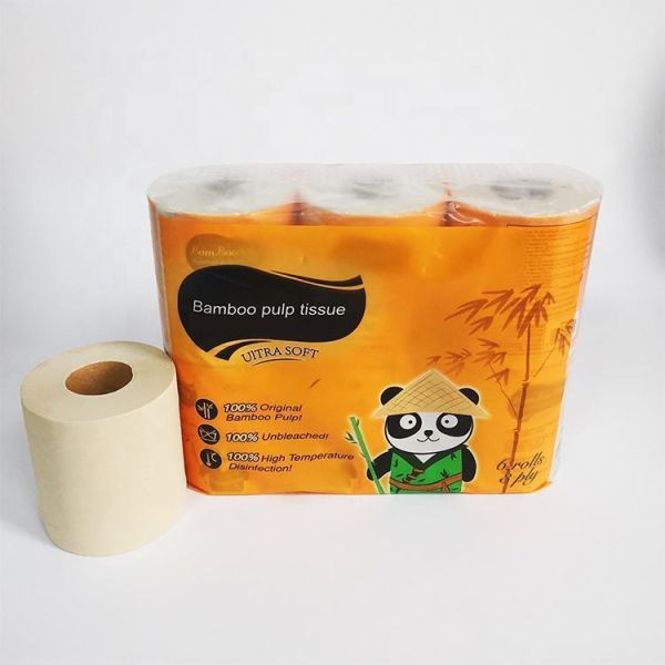 Soft Tissue 4 Ply Eco-friendly Bamboo Pulp Toilet Paper Roll with High