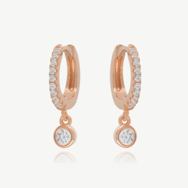18K Dorado S925 Plata Mini Huggies Single Bezel Cintas de piedra Aretes para mujeres