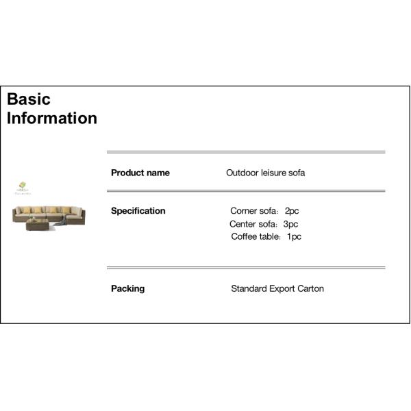 PE Wicker Rattan Furniture Patio Sofa Set Aluminum Frame Outdoor Sectional Conversation Sofa