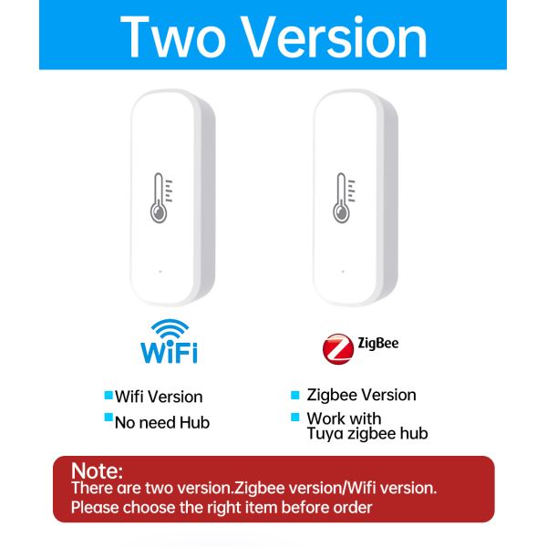 Zigbee Temperature Humidity Sensor 2×AAA Battery, 30 Days Data Storage, Smart Life App Compatible