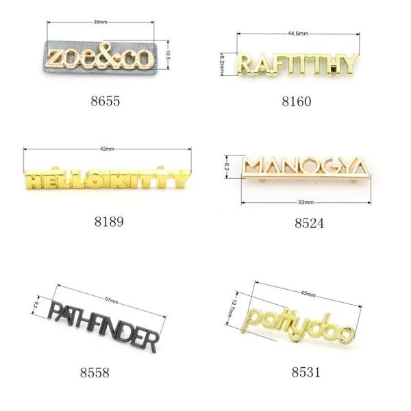 Quality Bag Hardware Metal Letter Logo Plate Custom Metal Separate Letter Logo for Lady Handbag