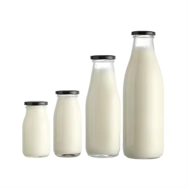 Garrafa de vidro de leite de grande capacidade 1000 ml Bebida com tampa de metal à prova de vazamento