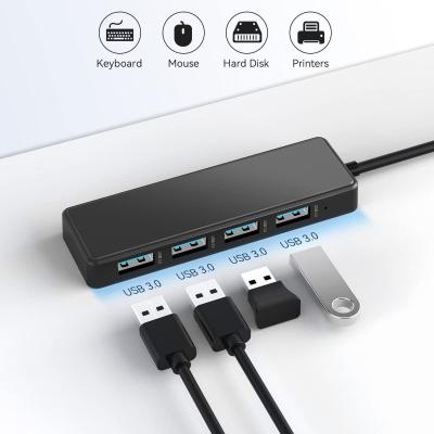 Laptop Usb A Hub Type C Compatibility Black Gray Hub 5Gbps Data Transfer Long Cable Length Power Supply